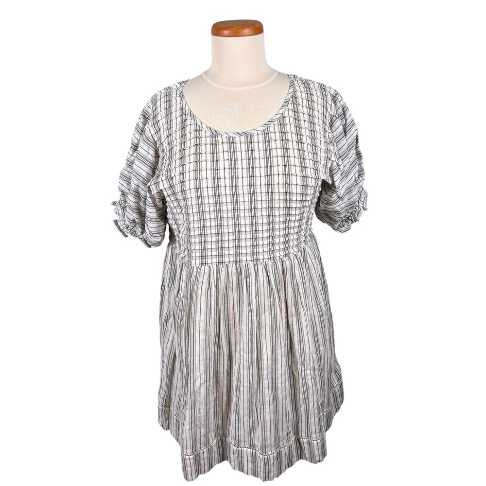 By Together Summer Dress Women's Small Smocked Gingham‎ Babydoll Puff Sleeves